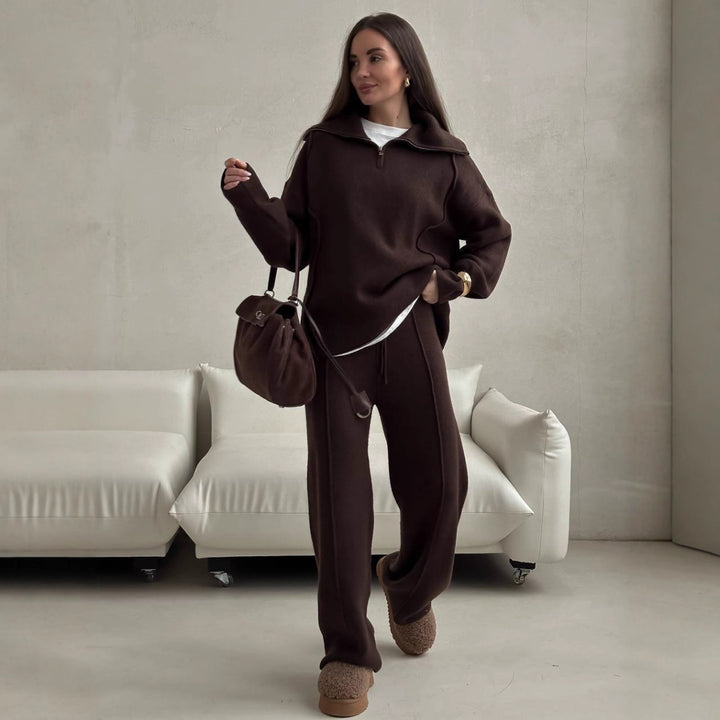 Kvinder Casual Sweatshirt og Joggingbukser Sæt med Lynlås og Behagelig Talje Stilla