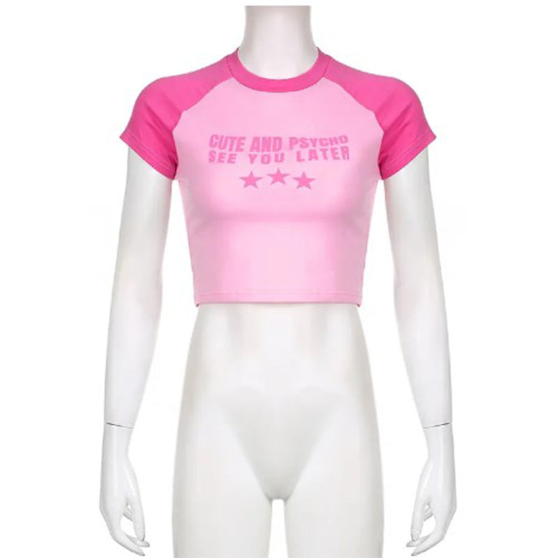 Dame Crop-Top med kreativ tryk og tætsiddende snit Stilla