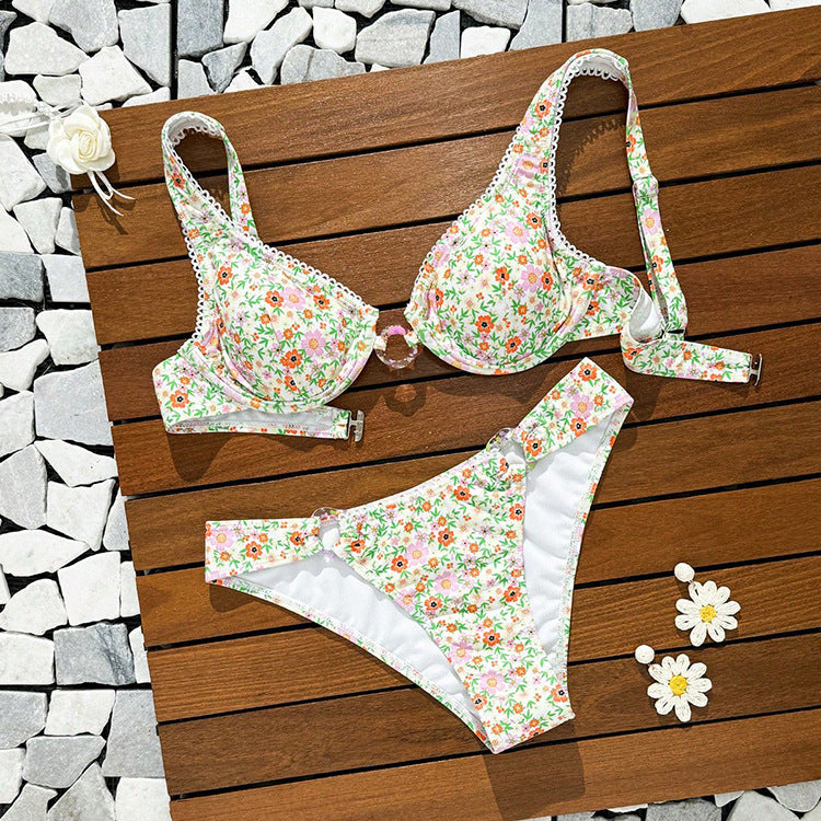 Dame blomster mønster bikini sæt Skovae