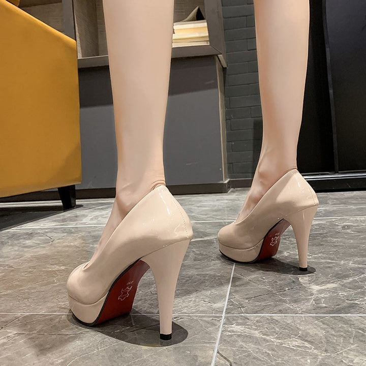 Dame nan Plateau-Pumps med skinnende lak og høj stilettohæl Skovae