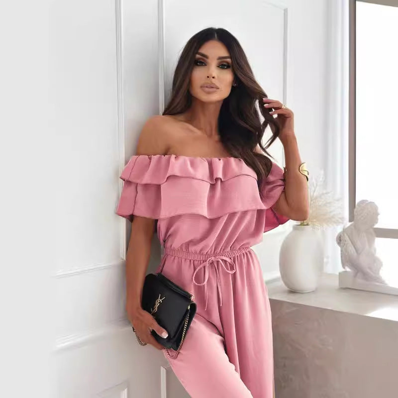 Damejumpsuit med off-shoulder design og bredt ben Stilla