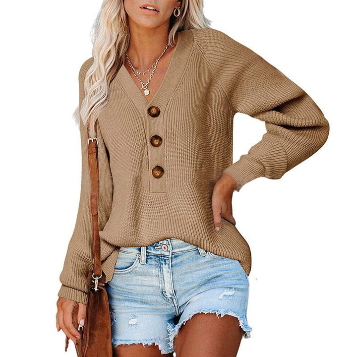 Damer striktrøje med knap-sides detalje dekoration og løs pasform Stilla