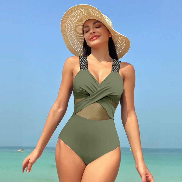 Dame Onepiece Badedragt med stilige Mesh-elementer Skovae
