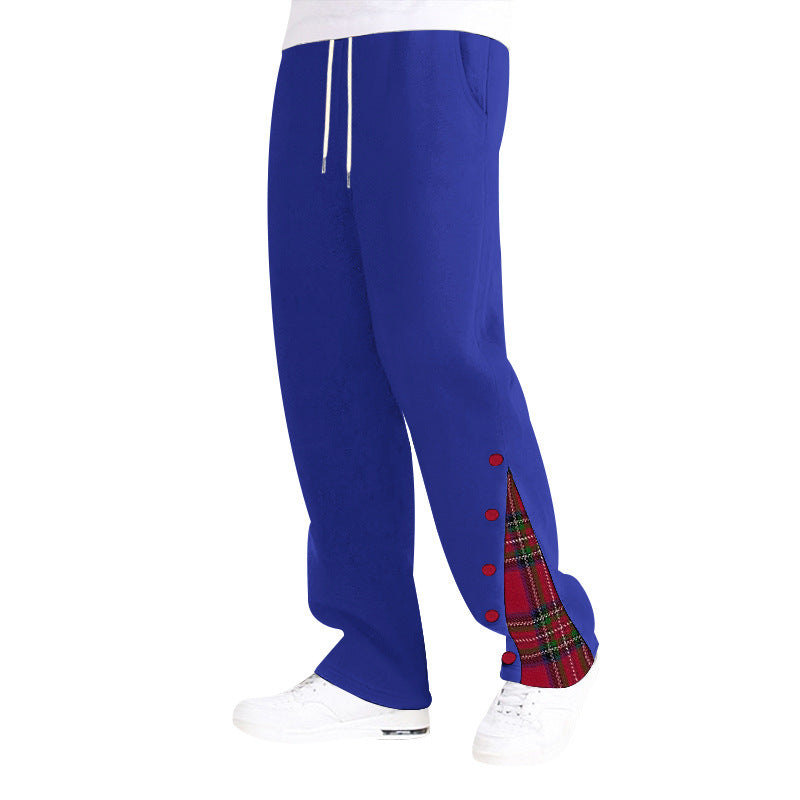 Unisex nan bred Relax-Joggingbukser med sidelæns trykknapliste og ternet indlæg Skovae