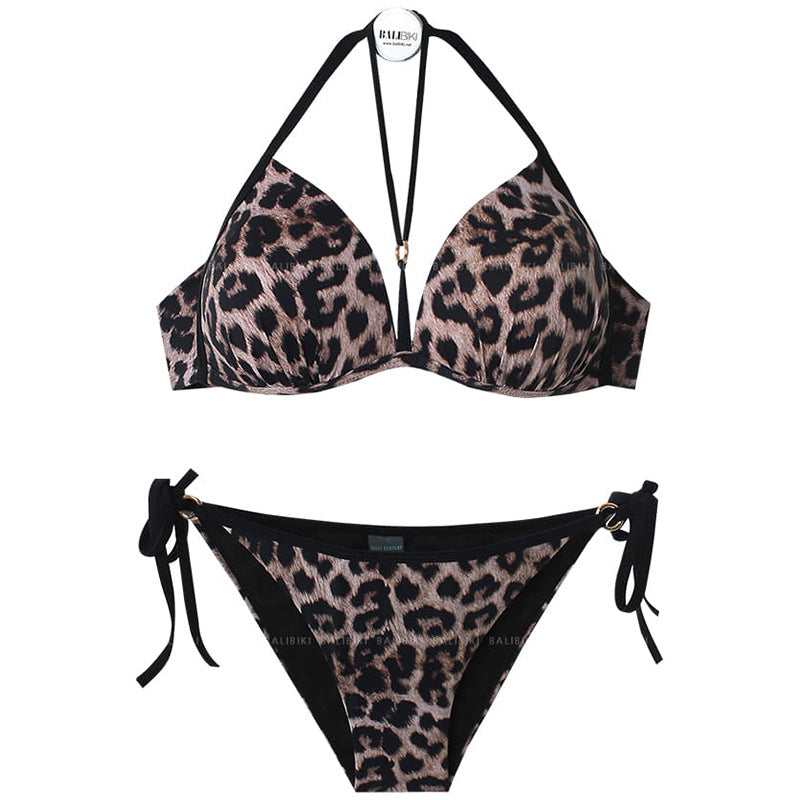 Dame Bikini-sæt med moderigtigt leopardmønster og justerbare stropper Skovae