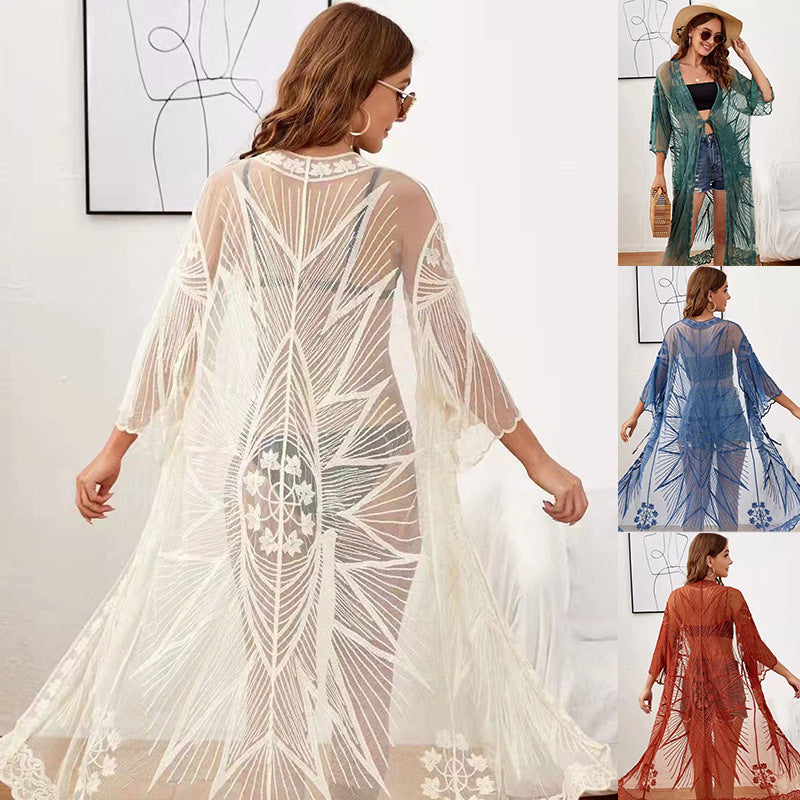 Dame Gennemsigtig Bohemian Spids Kimono Stilla