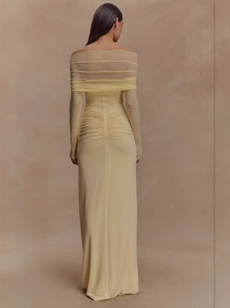 Femme Off-Shoulder Raffung Cut-Out Maxi Kjole Stilla