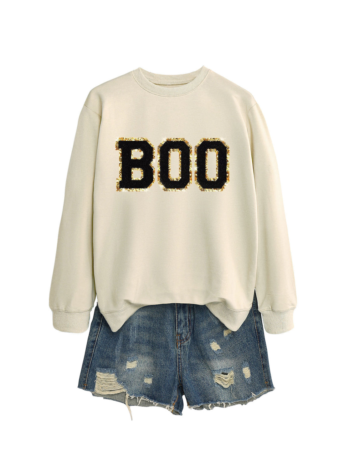 Dame sweatshirt med glitrende print Stilla