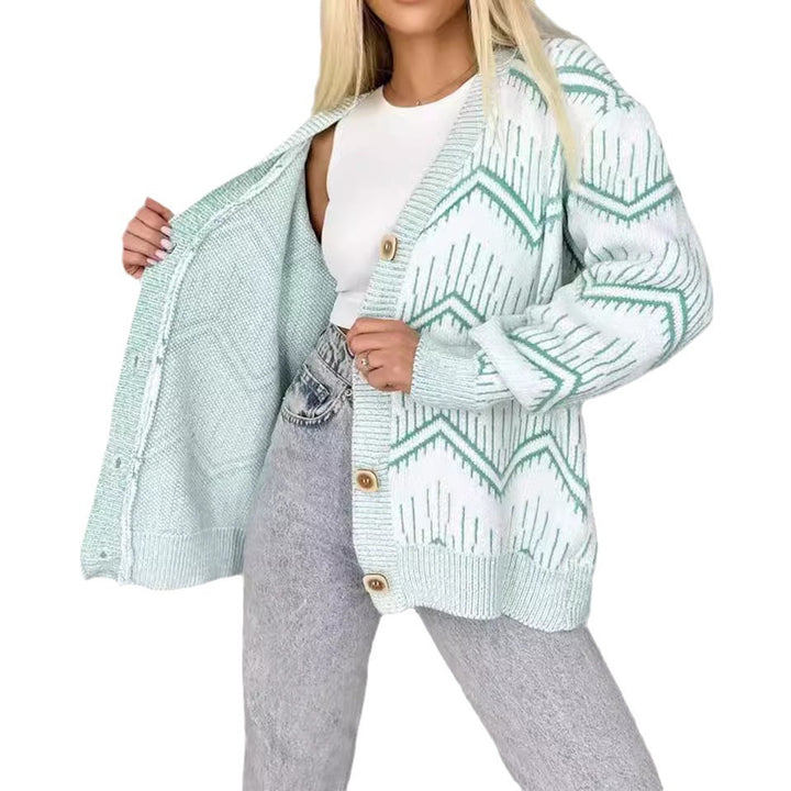 Kvinders cardigan med zigzag mønster og knap detaljer Stilla