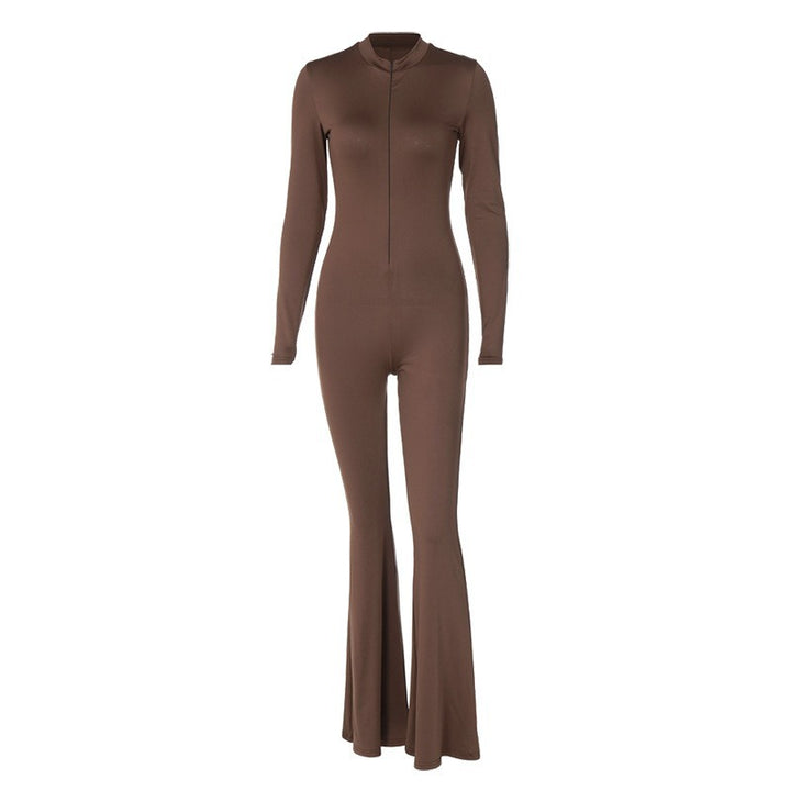 Damer figurformet Langærmet jumpsuit med moderne lynlås Stilla