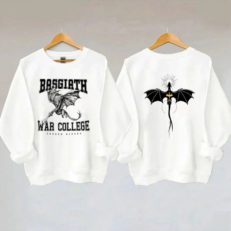 Kvinders sweatshirt med kreativ dragemotiv og unikt college design Skovae