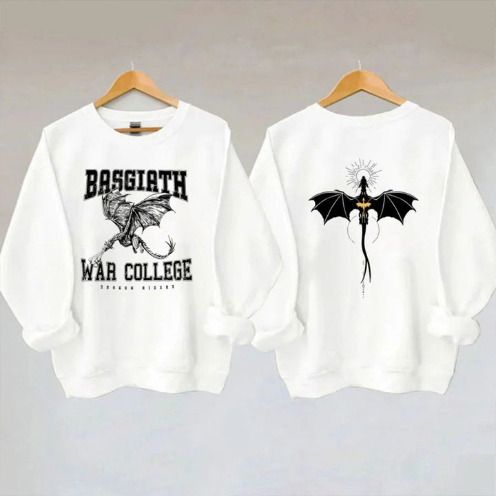Kvinders sweatshirt med kreativ dragemotiv og unikt college design Skovae