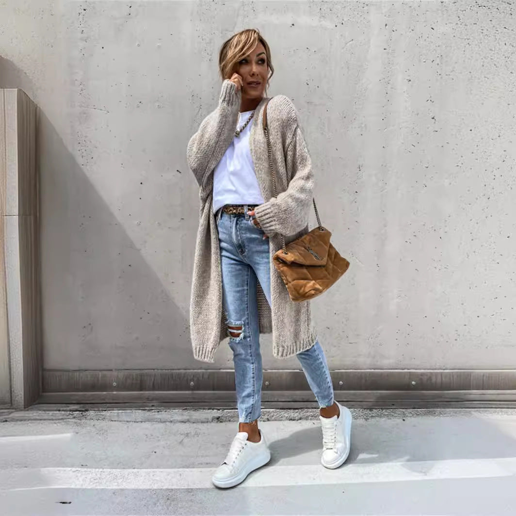 Kvinders lange cardigan med en afslappet pasform og bløde teksturer Stilla