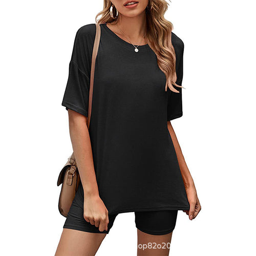 Damer Oversized Fritidsæt med afslappet T-shirt og shorts Stilla