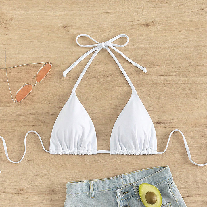 Dame triangel-bikini-top med justerbare stropper og raffinerede bindebånd Skovae