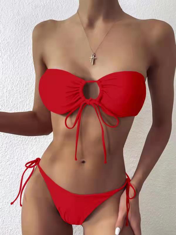 Dame Bandeau-Bikini-sæt med justerbare stropper og høj udskæring Stilla