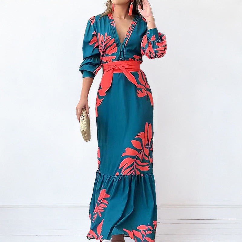 Dame Maxikjole med floralt design Stilla
