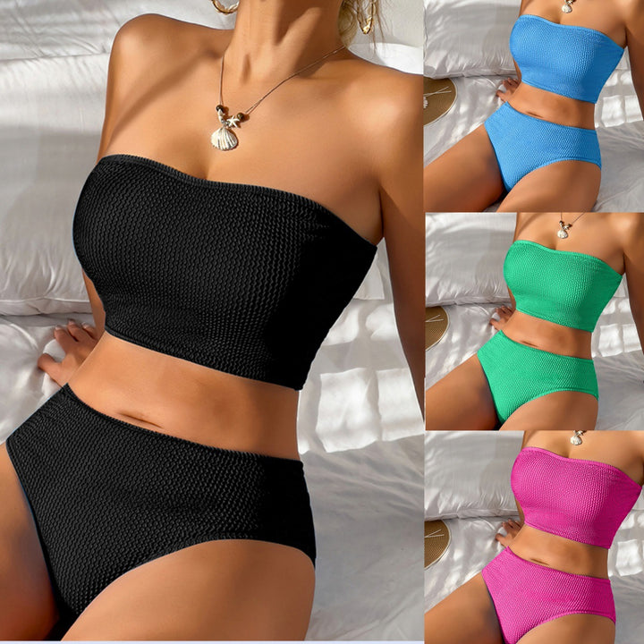 Dame bandeau bikini sæt med højt skårne trusser Skovae