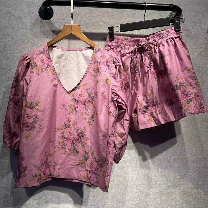 Dame Sporty Shorts med blomsterprint og elastisk talje Stilla
