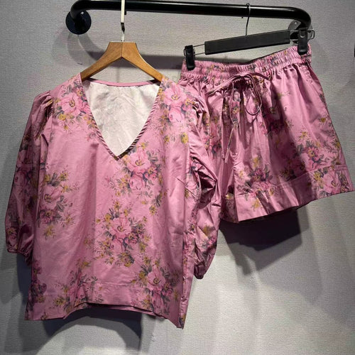 Dame Sporty Shorts med blomsterprint og elastisk talje Stilla