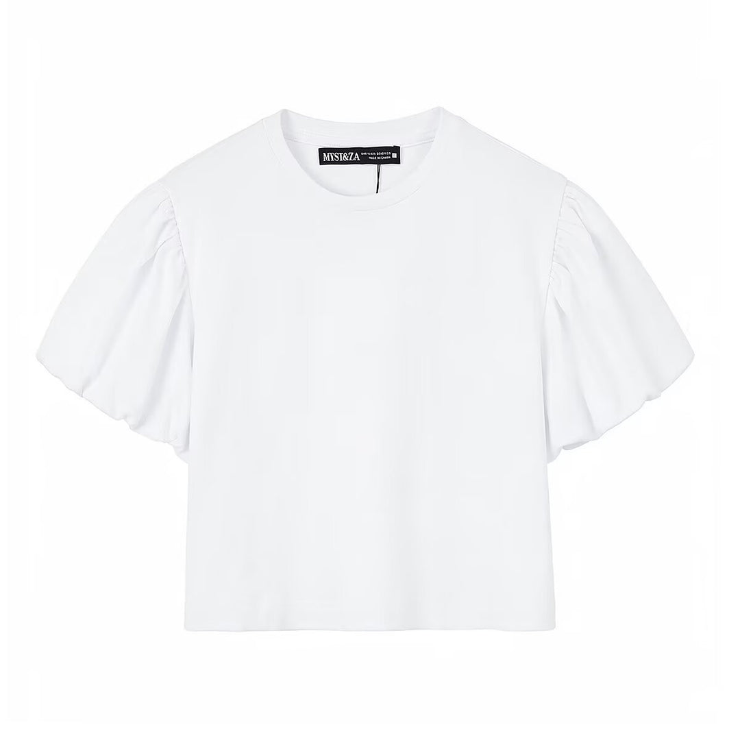 Dame T-shirt med voluminøse ærmer og moderne snit Skovae