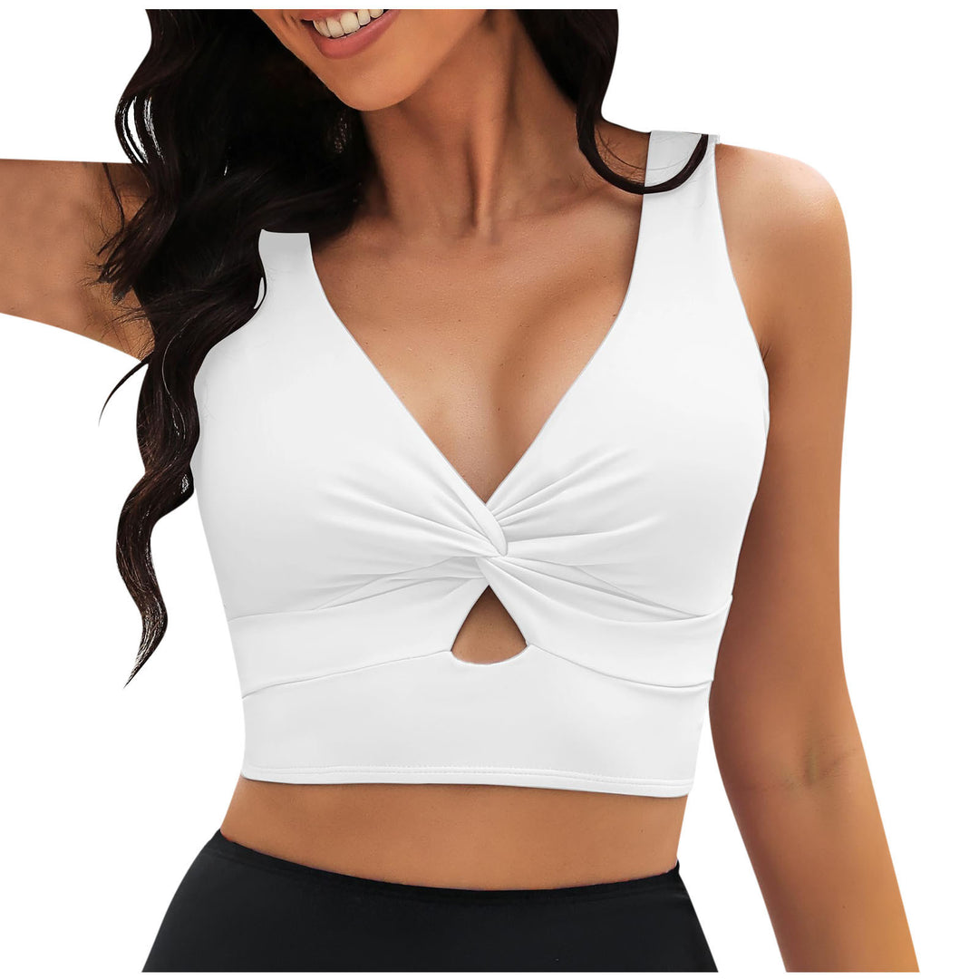 Dame Crop-Top med legende knudedesign og V-udskæring Stilla