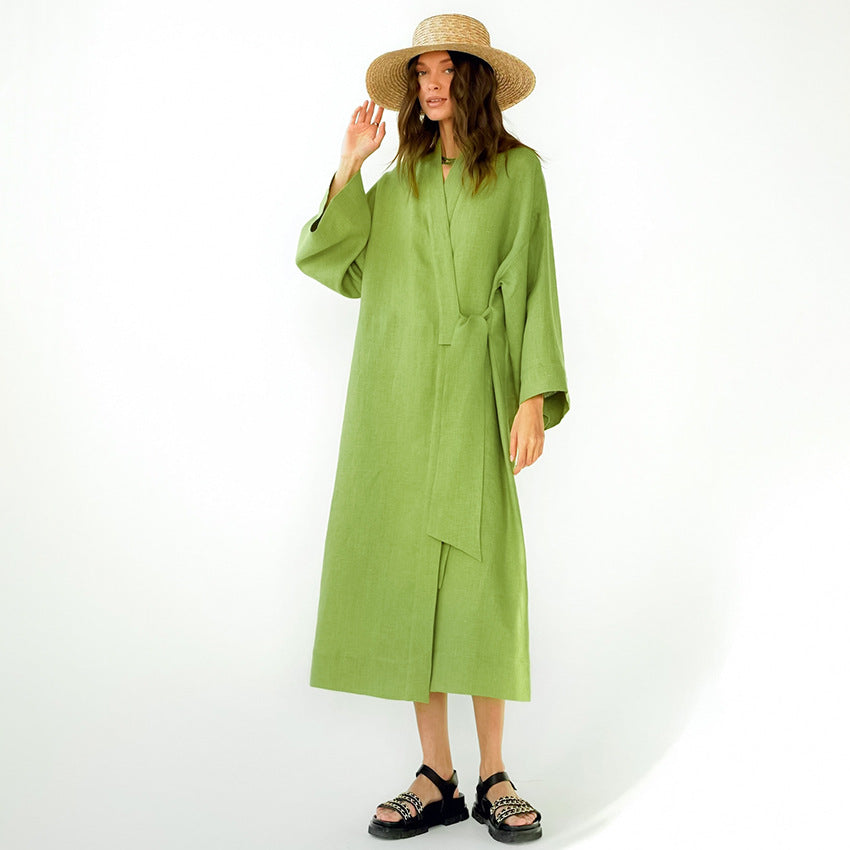 Dame badekåbe med bredskårne ærmer og taljebælte Stilla
