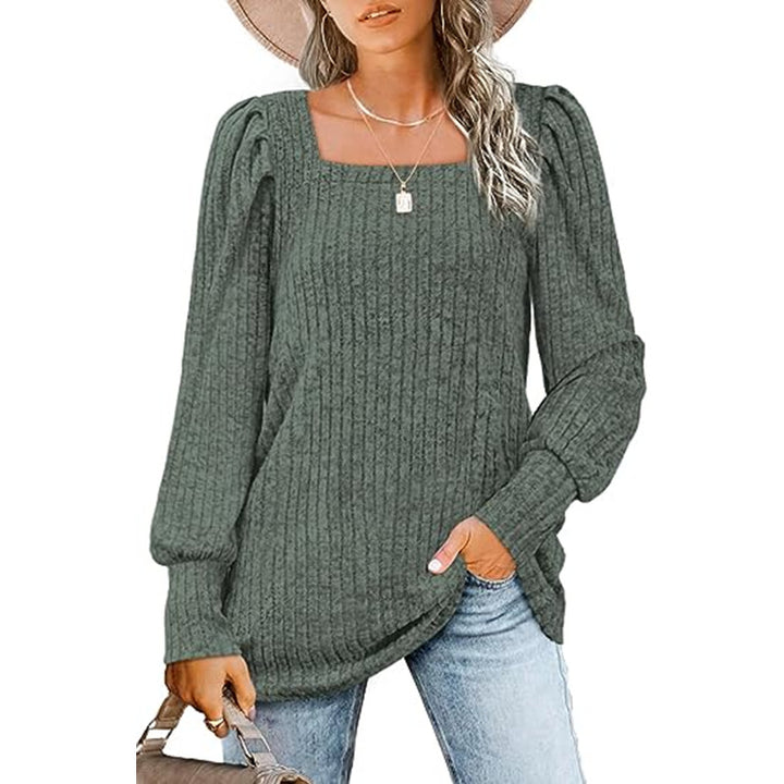Dame sweater med ribbet design og ballonærmer Stilla