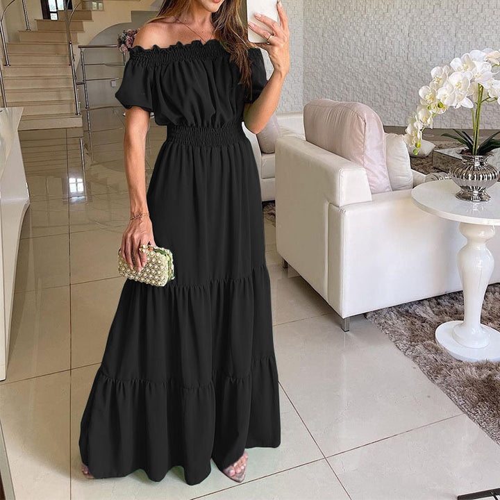 Dame Off-Shoulder Rynk Maxi Kjole Stilla