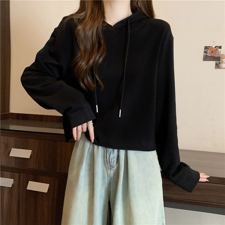 Dame Cropped Hoodie med justerbare snore Stilla