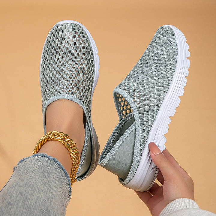 Dame nan luftige slip-on sneakers med honningkage-strikoverdel og dæmpet komfortsål Skovae