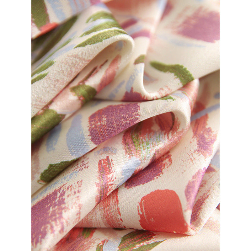 Dame Spaghettistrap Bluse med blomsterprint og fin satinfinish Stilla