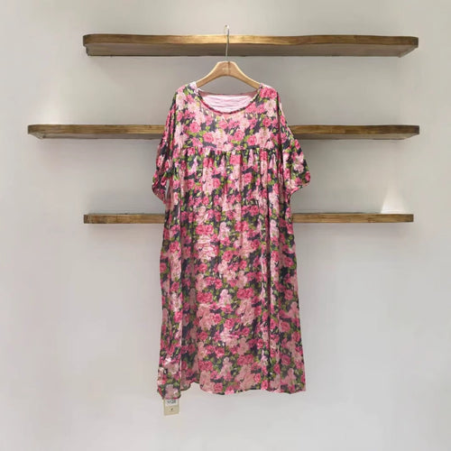 Dame Flydende Floralprint Midi-Kjole med Flæsedetaljer Stilla
