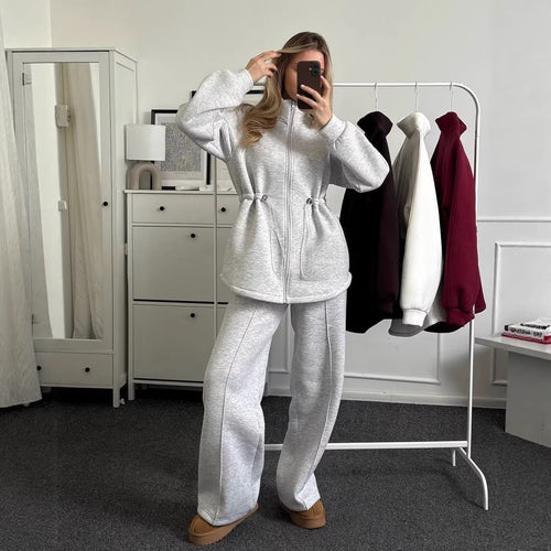 Dame Casual Fritids Sæt med Blødt Stof og Elastisk Talje Stilla