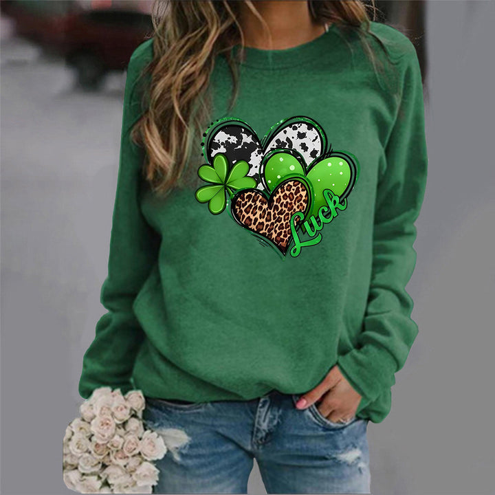 Kvinders sweatshirt med kreativ hjerte-design og iøjnefaldende motiv Stilla
