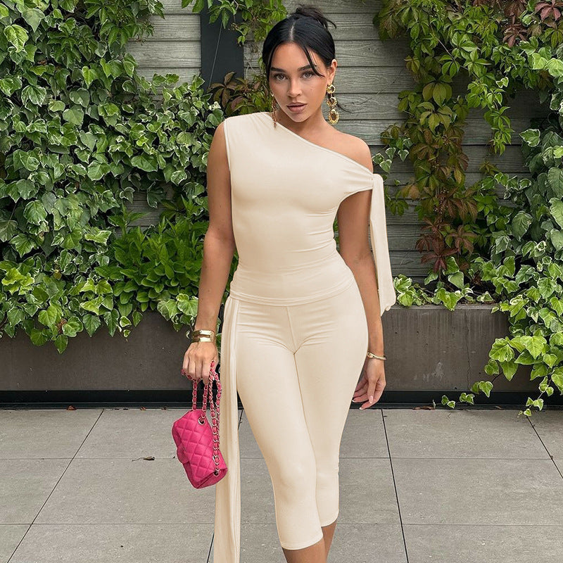 Dame Ensidig Jumpsuit med eksklusive Draperinger Skovae