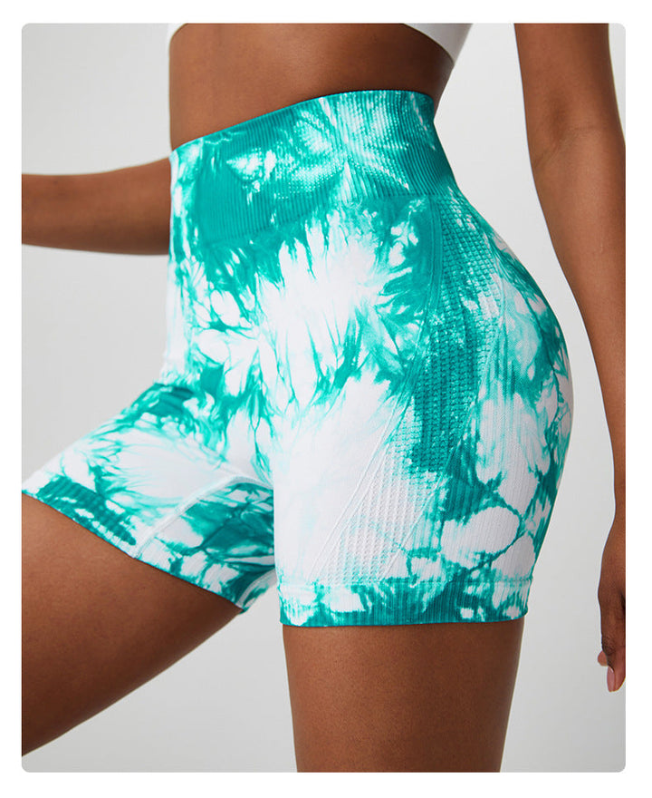 Stilla | Talje Tie Dye Sømløse Shorts Kvinders Fersken Hip Yoga Bukser