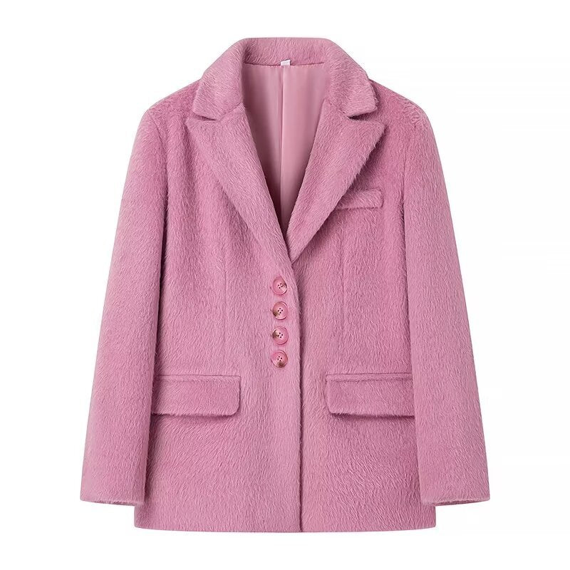 Kvinders fashionable teddy blazer med elegant knapstolpe Stilla