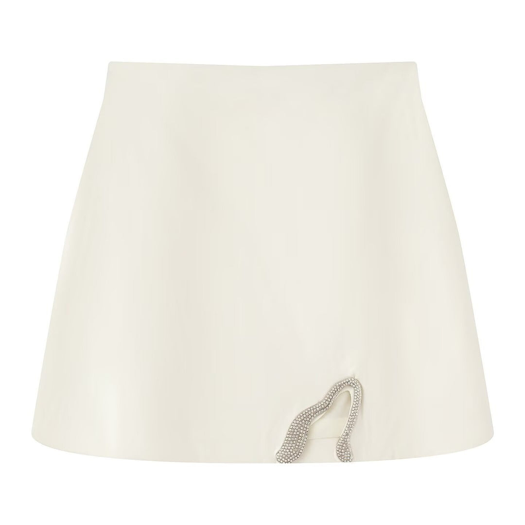 Dame Crop-Top og Mini-Nederdel Sæt med dekorativt Detail Skovae