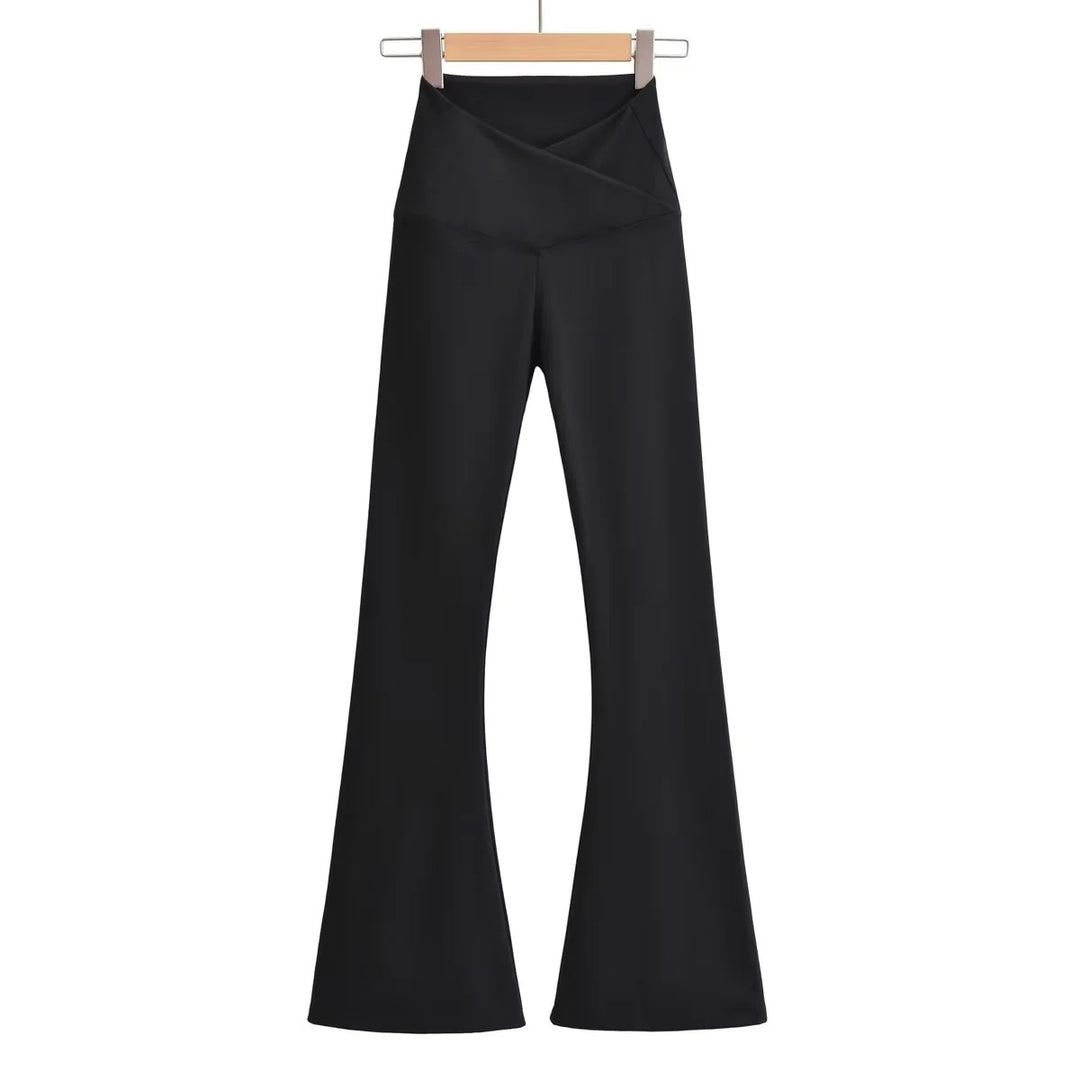 Kvinder Flared Leggings med Høj Talje og Elegant Wrap Look Stilla