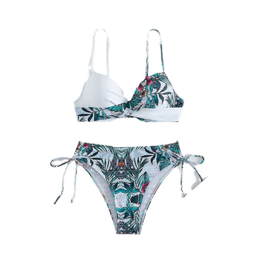 Dame Floral Print Justerbar Bikini-Sæt Stilla