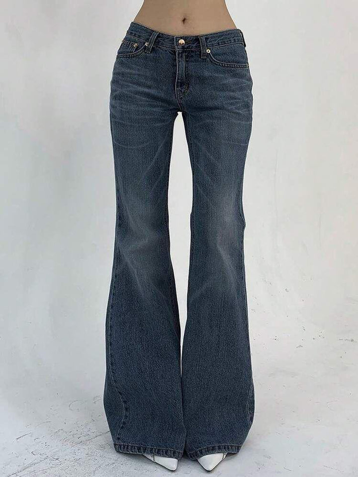 Dame Flared Jeans med høj talje og let Used-Look Stilla