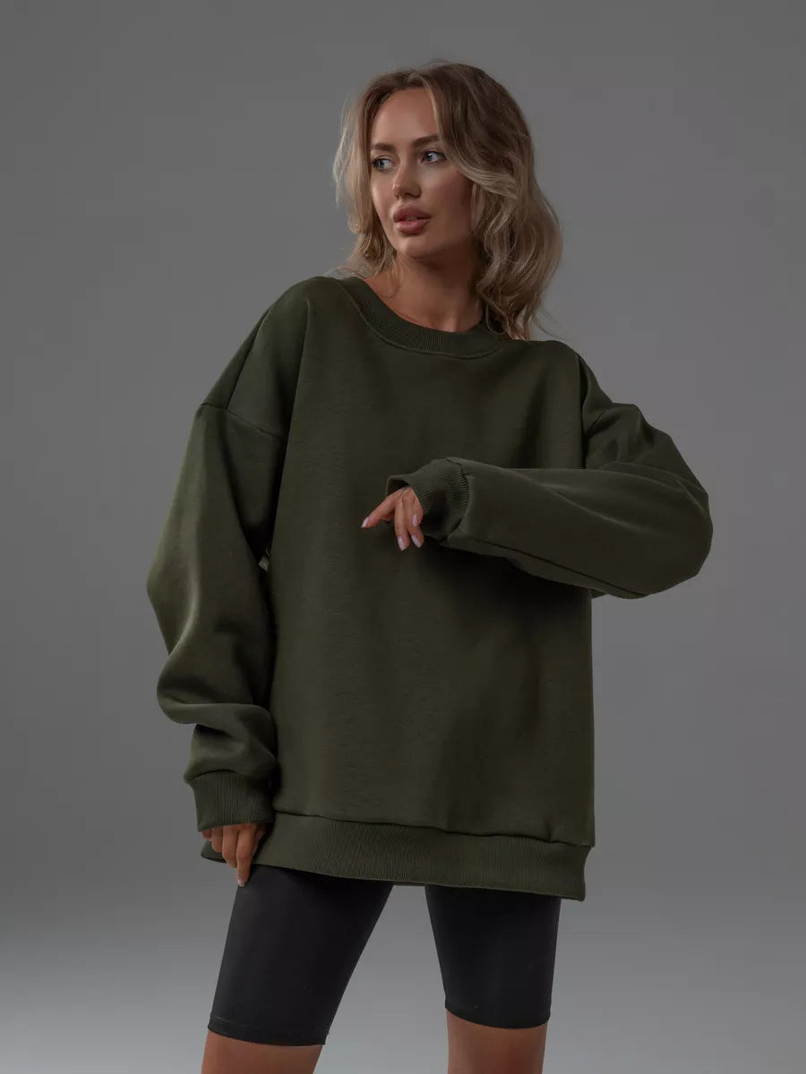 Kvinders afslappede sweatshirt med brede skuldre og blød foring Skovae