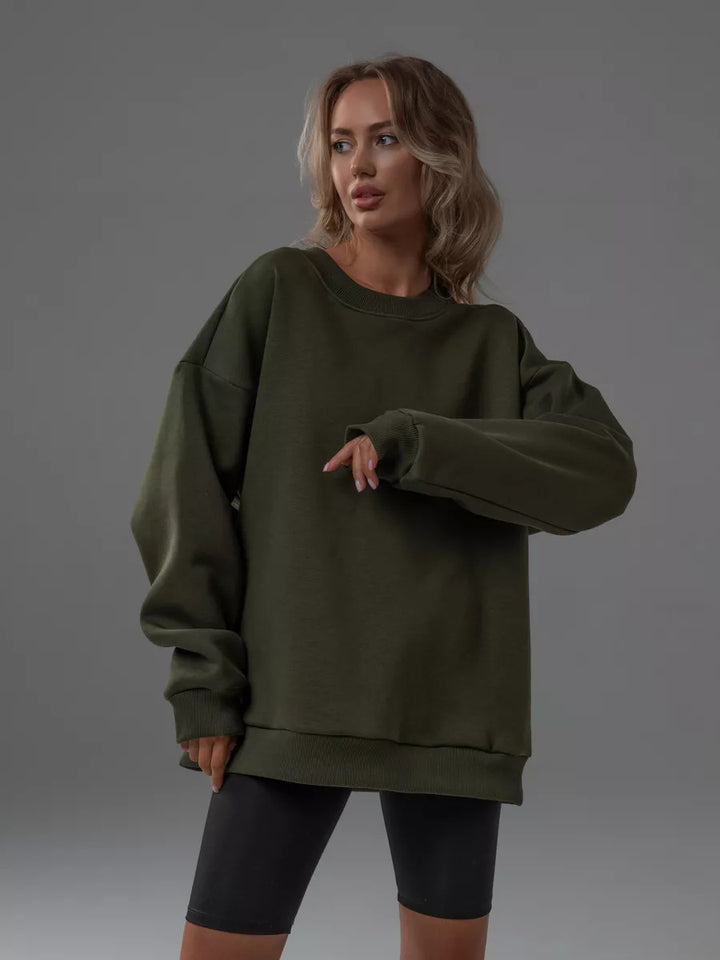 Kvinders afslappede sweatshirt med brede skuldre og blød foring Skovae