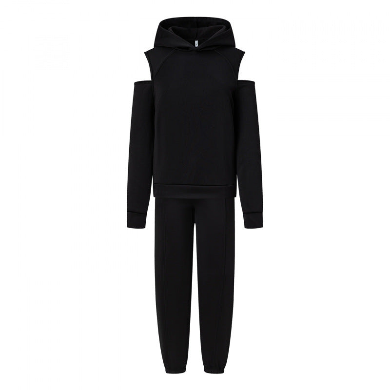 Kvinders sporty sweat sæt med dyb udskæring og side raglanærmer Stilla