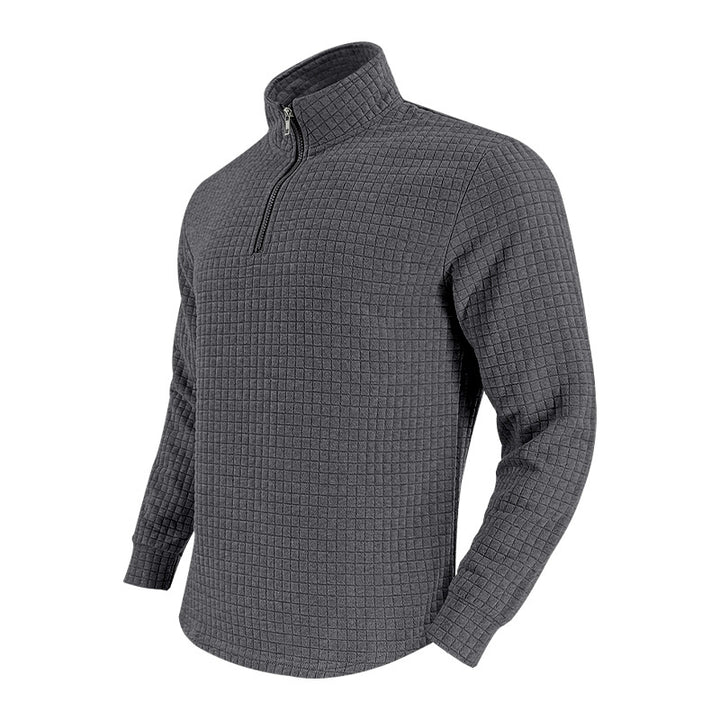 Herre fleece-pullover med høj tæt hals og strukturmønster Stilla