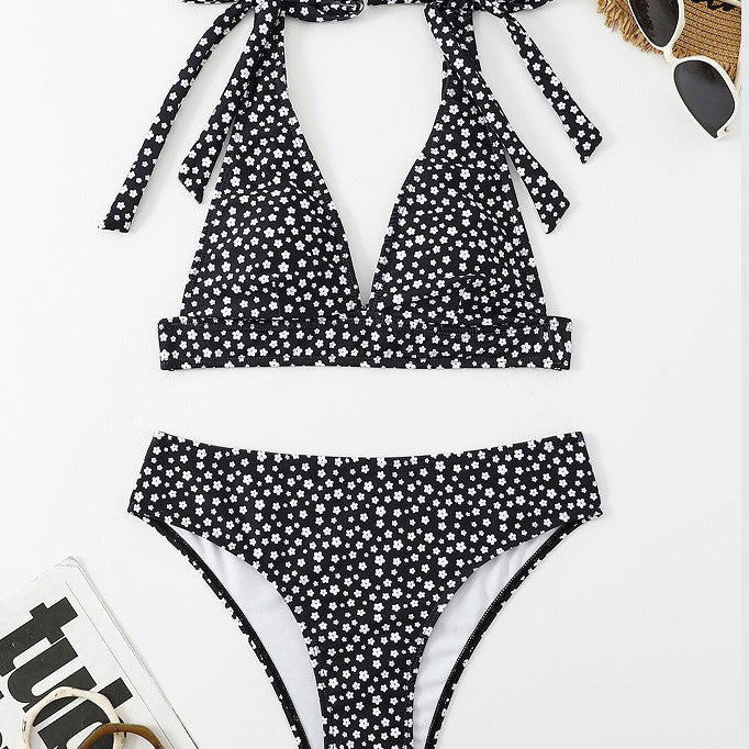Dame Floral Print Tie-Back Bikini Sæt Stilla