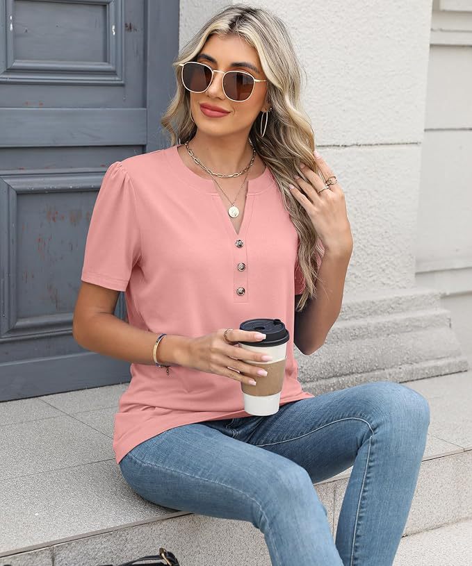 Dame Knap-Down Henley Top Stilla