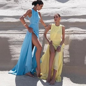 Femme High-Slit Chiffon Aftenkjole Stilla