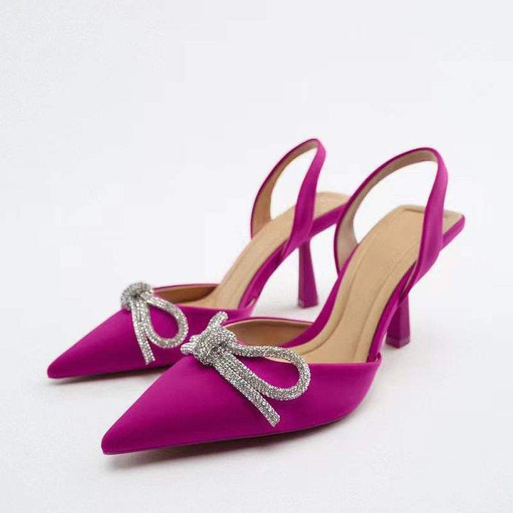Dame nan elegante Slingback-Pumps med spids tåhætte og funkende strassløkke Skovae